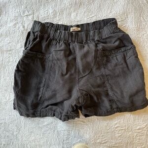 Black Faherty Linen Shorts